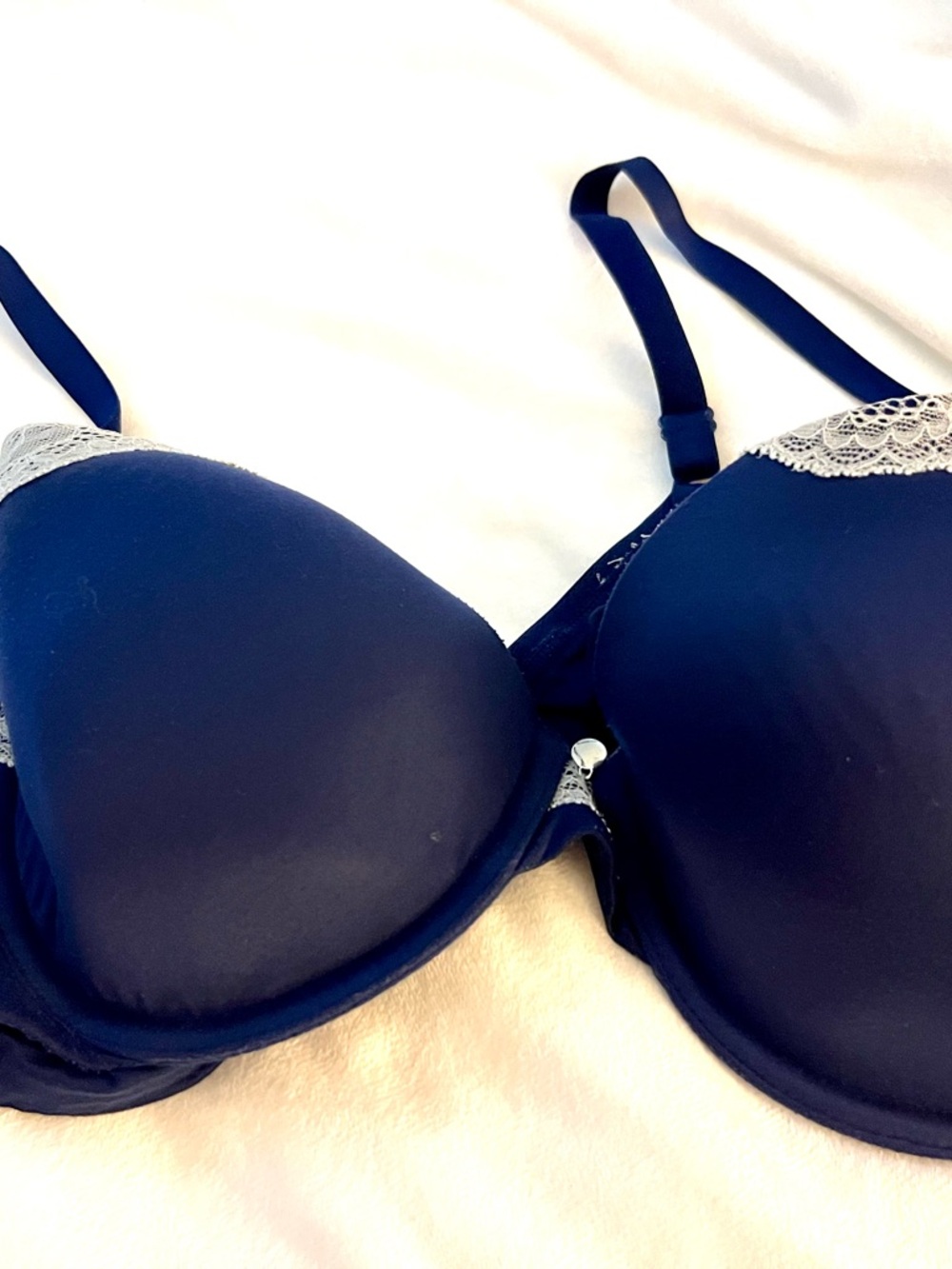 Victoria's Secret Navy Blue Lace-Trim Push-Up Bra